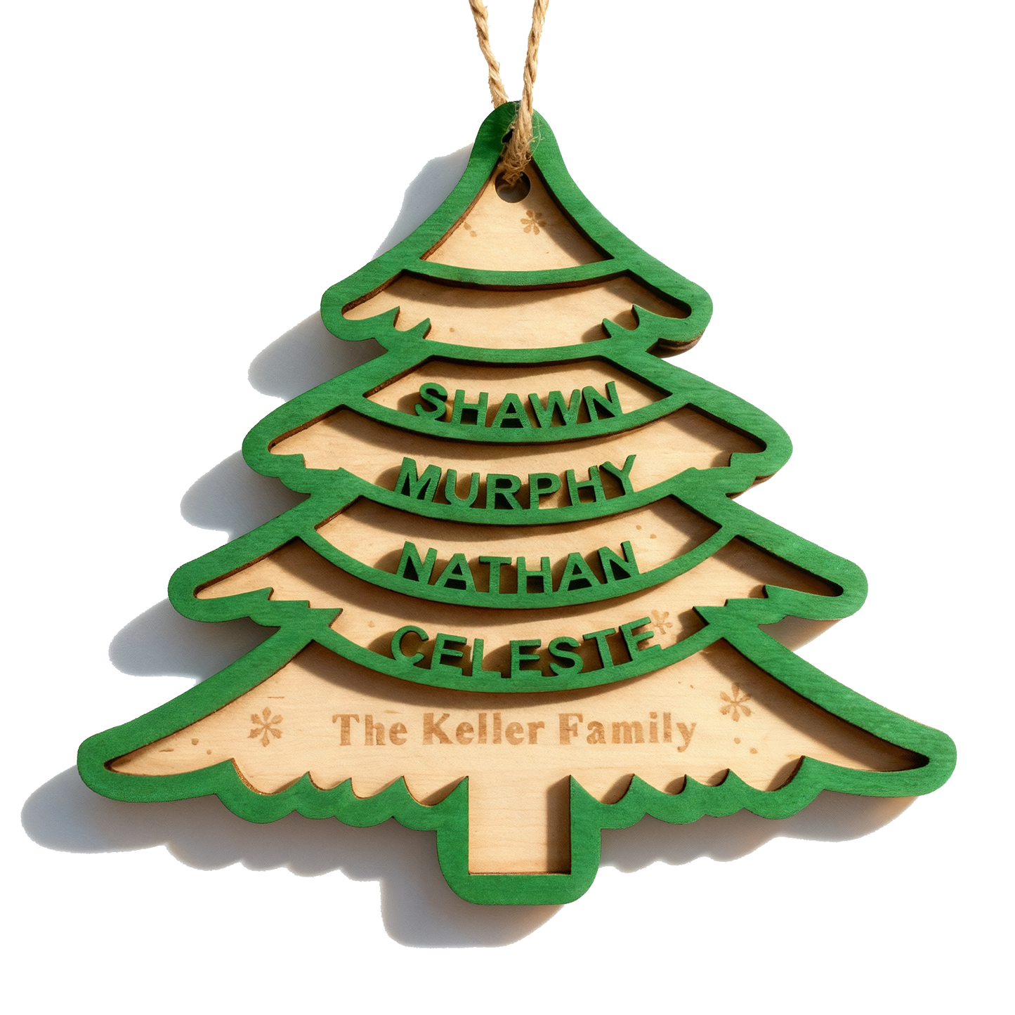 Personalized Wood Christmas Tree Ornaments Gifts with Your Family Names, Custom Christmas Tree Wooden Ornament Gift for Mom Dad Grandma Grandpa - Personalized Wood Christmas Ornaments Gifts