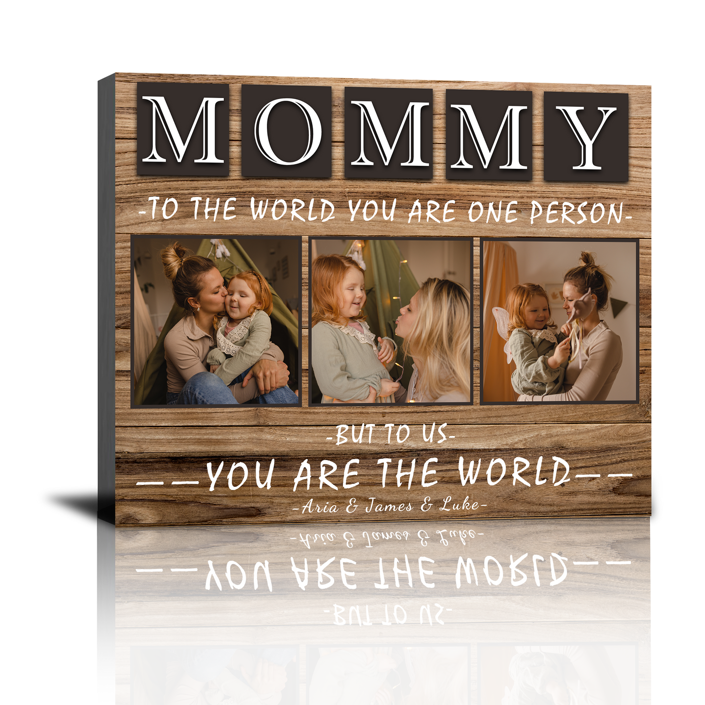 Personalized Custom Christmas Canvas Prints Gifts with Your Photos & Kid's Names, Christmas Mother's Day Birthday Gifts for Mom Grandma from Son Daughter Grandkids - Personalized Christmas Gifts