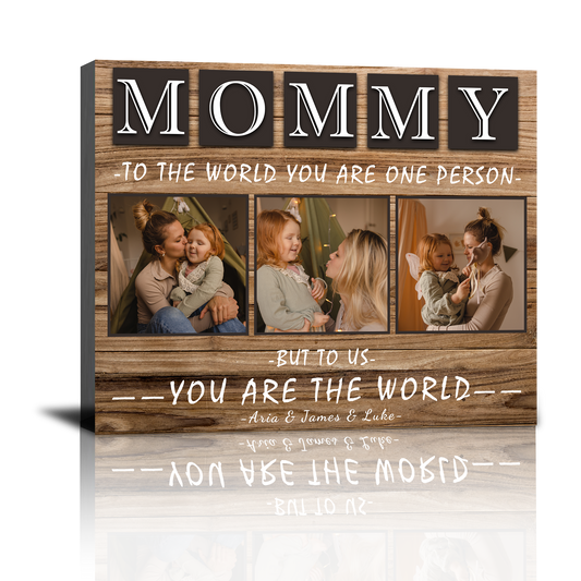 Personalized Custom Christmas Canvas Prints Gifts with Your Photos & Kid's Names, Christmas Mother's Day Birthday Gifts for Mom Grandma from Son Daughter Grandkids - Personalized Christmas Gifts