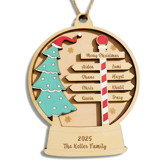 Personalized Wood Christmas Ornaments Gifts with Your Family Names, Custom Christmas Wooden Ornament Gift for Mom Dad Grandma Grandpa - Personalized Wooden Christmas Ornaments Gifts