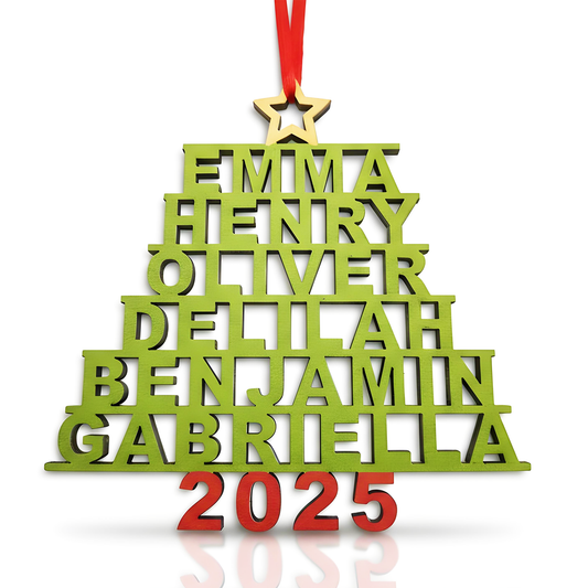 Personalized Wood Christmas Tree Ornaments Gifts with Your Family Names, Custom Christmas Tree Wooden Ornament Gift for Mom Dad Grandma Grandpa - Personalized Wood Christmas Ornaments Gifts