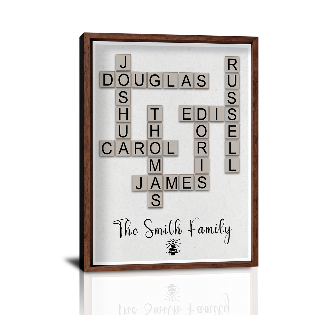 Christmas Crossword Scrabble Canvas Personalized, Custom Holiday Wall Art, Family Gift, Festive Home Decoration, Xmas Present