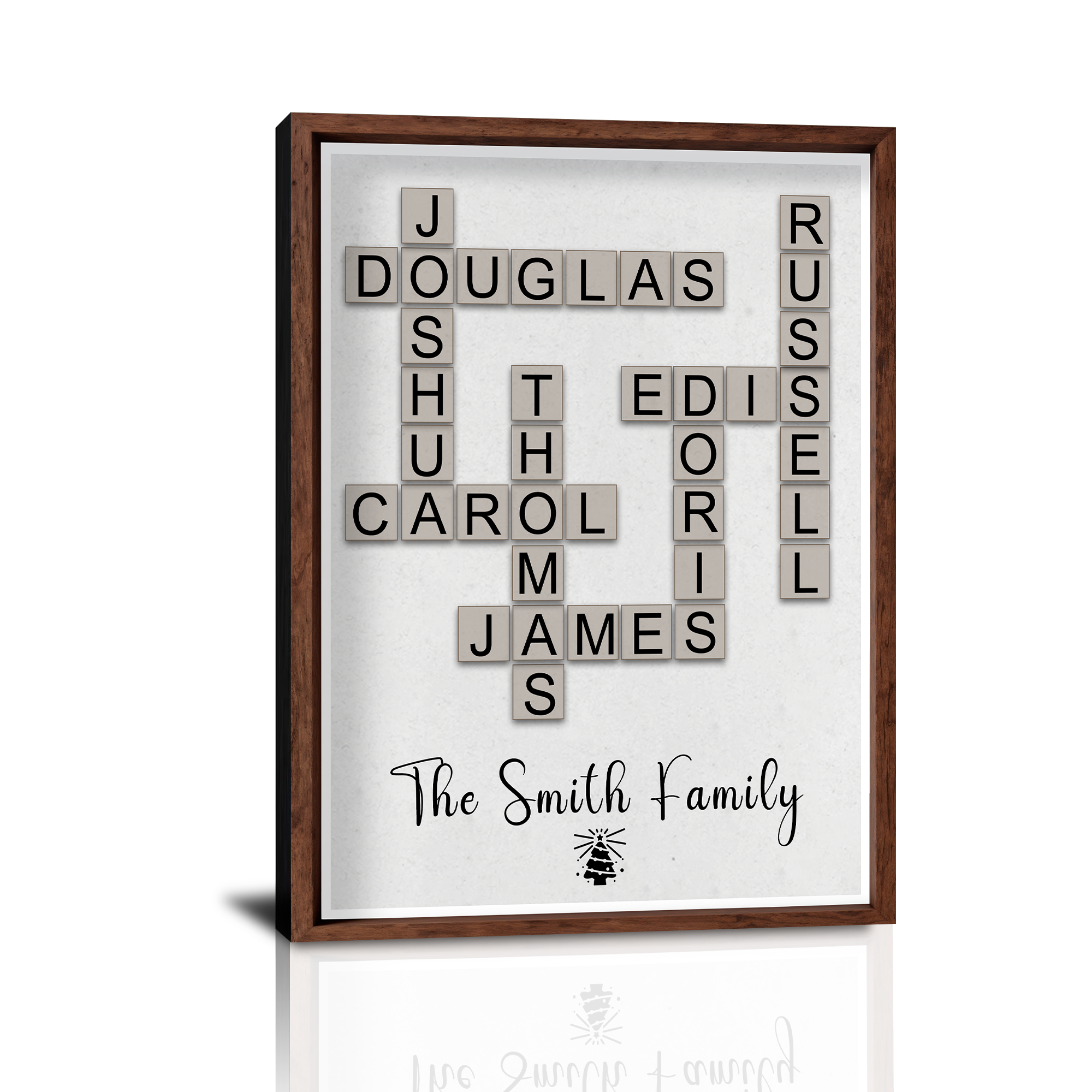 Custom Christmas Crossword Canvas with Family Names – Personalized Christmas Gifts for Family, Parents, Grandparents, Mom, Dad, Grandma, Grandpa, New Family