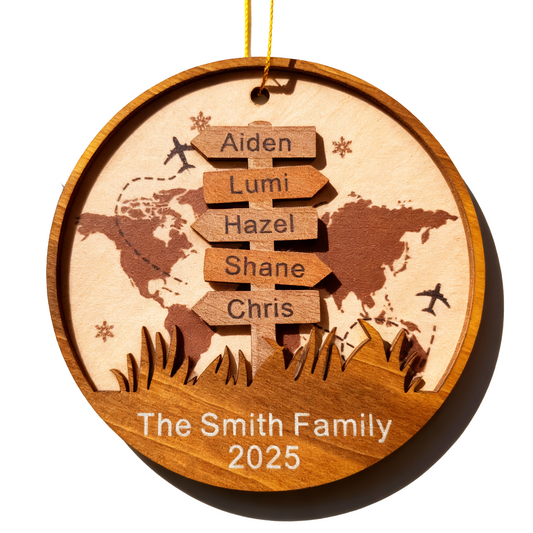 Personalized Wood Road Sign Christmas Ornaments Gifts with Your Family Names, Custom Christmas Wooden Ornament Gift for Mom Dad Grandma Grandpa - Personalized Wooden Christmas Ornaments Gifts