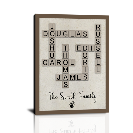 Personalized Custom Christmas Crossword Scrabble Canvas Prints Gifts with Your Family Names, Christmas Birthday Gifts for Mom, Dad, Grandma, Grandpa, Friends - Personalized Christmas Gifts