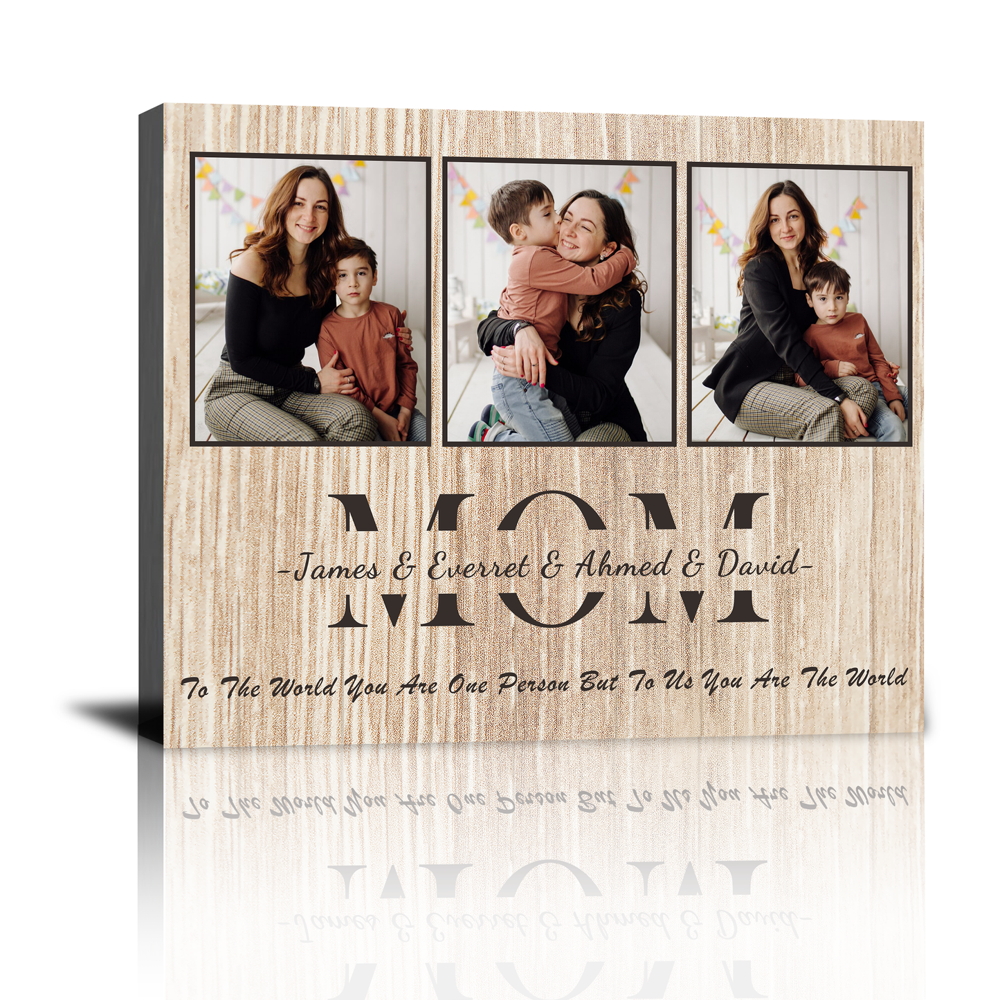 Personalized Custom Christmas Canvas Prints Gifts with Your Photos & Kid's Names, Christmas Mother's Day Birthday Gifts for Mom Grandma from Son Daughter Grandkids - Personalized Christmas Gifts