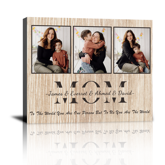 Personalized Custom Christmas Canvas Prints Gifts with Your Photos & Kid's Names, Christmas Mother's Day Birthday Gifts for Mom Grandma from Son Daughter Grandkids - Personalized Christmas Gifts