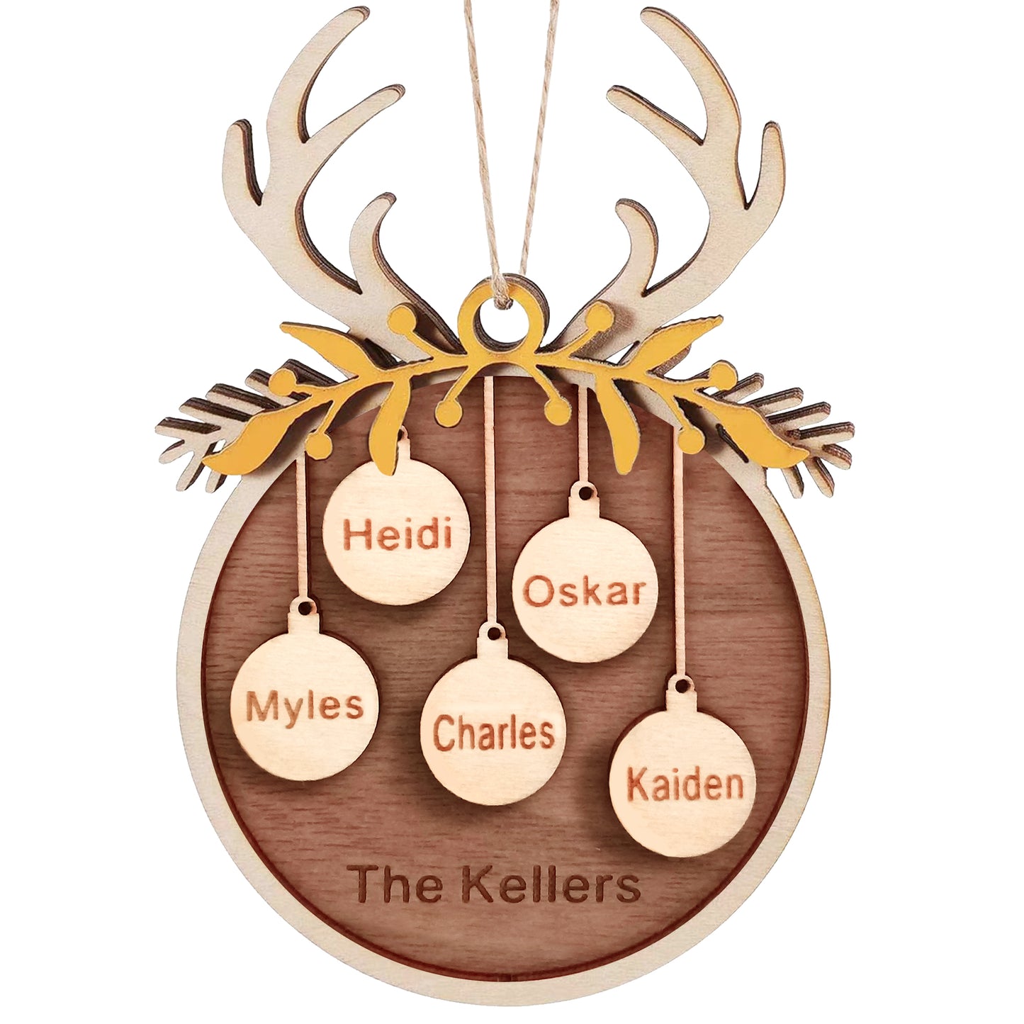 Personalized Custom Wooden Christmas Ornaments Gifts with Your Family Names, Wood Christmas Ornament Gifts for Mom Dad Grandma Grandpa - Personalized Wooden Christmas Ornaments Gifts