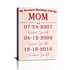 Personalized Mom Canvas Gifts, Custom Kid's Name & Birth Date Gift, Mother's Day, Birthday, Christmas Gift