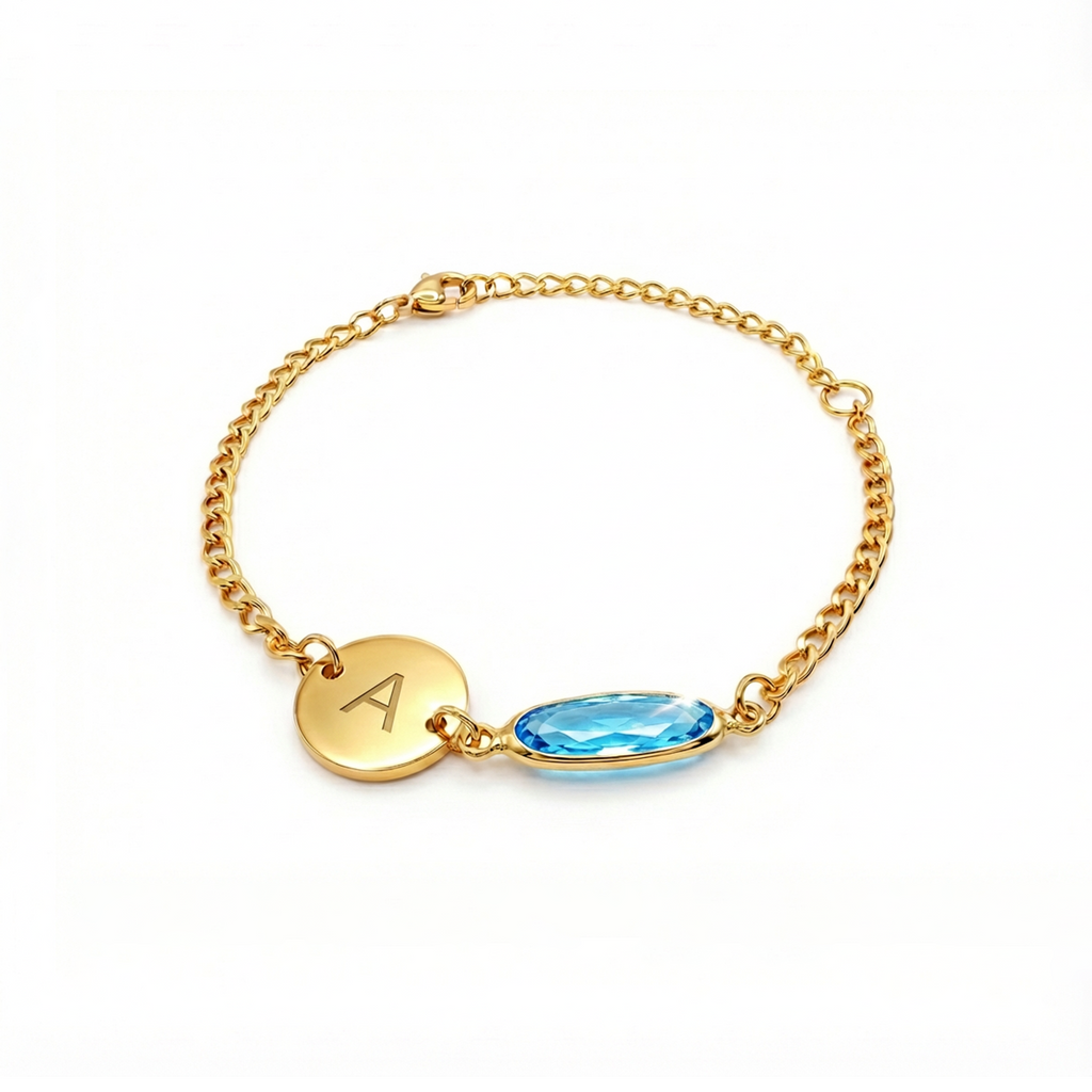 Personalisiertes Geburtssteinarmband mit Initialen für Damen – Das perfekte Geschenk für Ehefrau, Freundin, Mutter oder Oma zum Geburtstag, Jahrestag, Muttertag, Valentinstag oder zu Weihnachten.