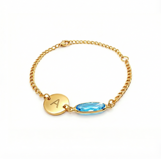 Custom Initial Birthstone Bracelet for Women – Personalized Birthstone Bracelet Gift for Her Wife Girlfriend Mom Grandma, Perfect Birthday, Anniversary, Mother’s Day, Valentine’s Day, Christmas Gifts