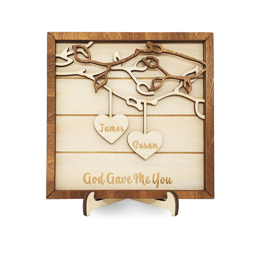 Personalisierte Liebesplakette aus Holz mit den Namen des Paares – das perfekte Geschenk zu Weihnachten, Valentinstag, Verlobung, Hochzeit, Jahrestag oder Geburtstag für ihn oder sie, Ehefrau, Ehemann, Freund, Freundin oder Paare.