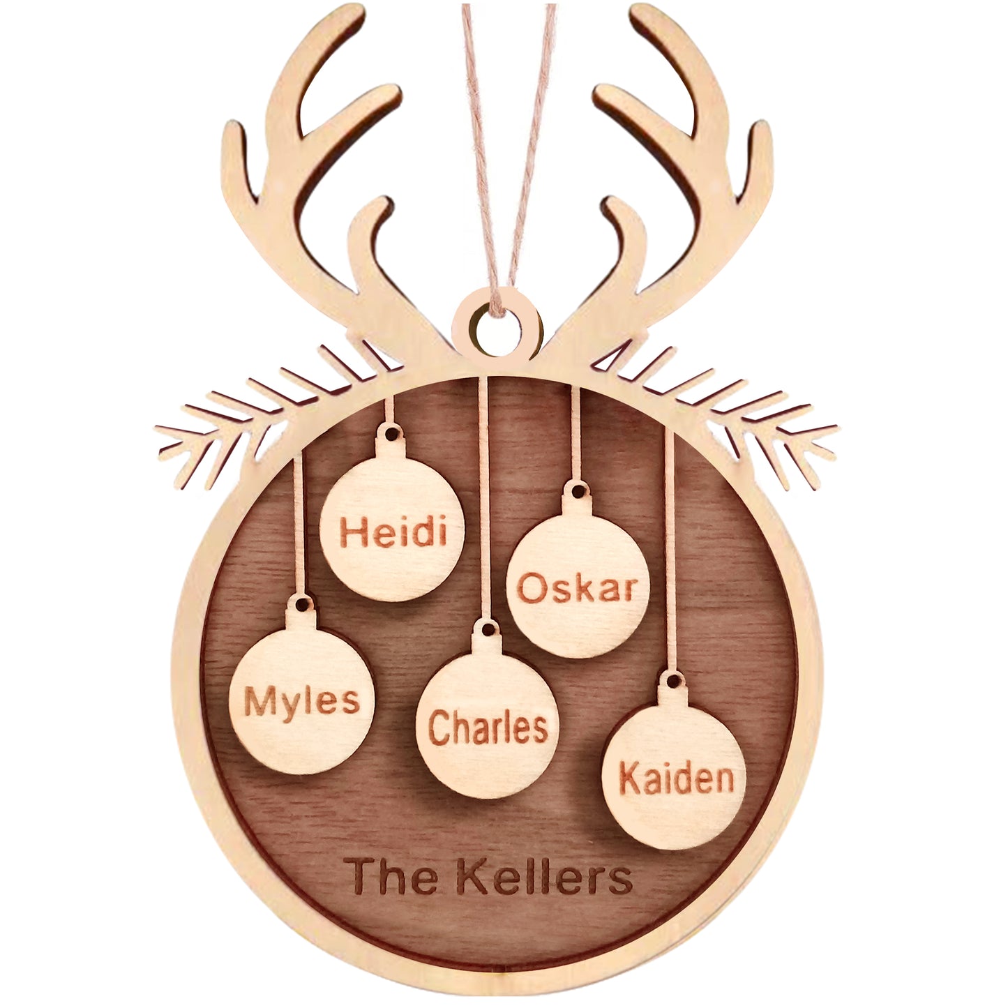 Personalized Custom Wooden Christmas Ornaments Gifts with Your Family Names, Wood Christmas Ornament Gifts for Mom Dad Grandma Grandpa - Personalized Wooden Christmas Ornaments Gifts