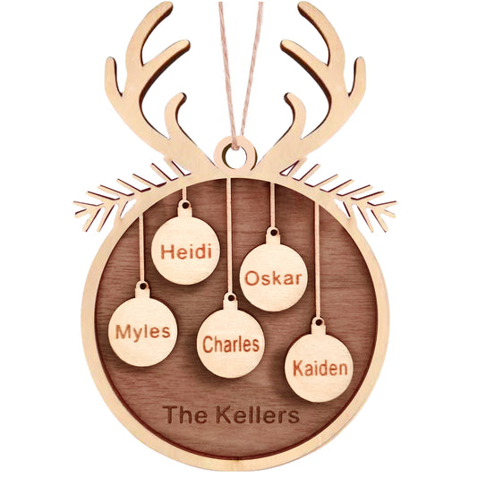 Personalized Custom Wooden Christmas Ornaments Gifts with Your Family Names, Wood Christmas Ornament Gifts for Mom Dad Grandma Grandpa - Personalized Wooden Christmas Ornaments Gifts