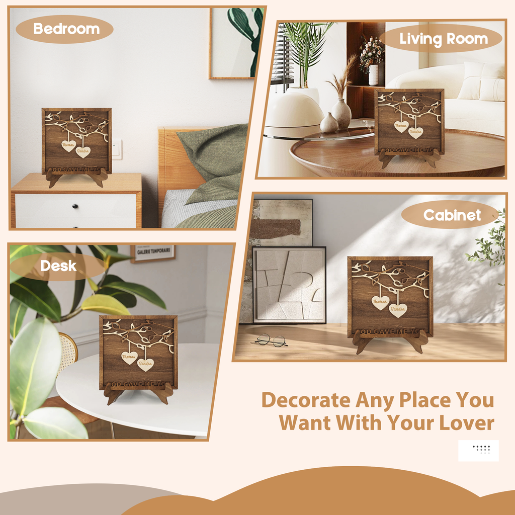 Personalized Wooden Love Plaque with Couple Names, Custom Christmas, Valentine’s Day, Engagement, Wedding, Anniversary, Birthday Gifts for Him Her Wife Husband Boyfriend Girlfriend Couples