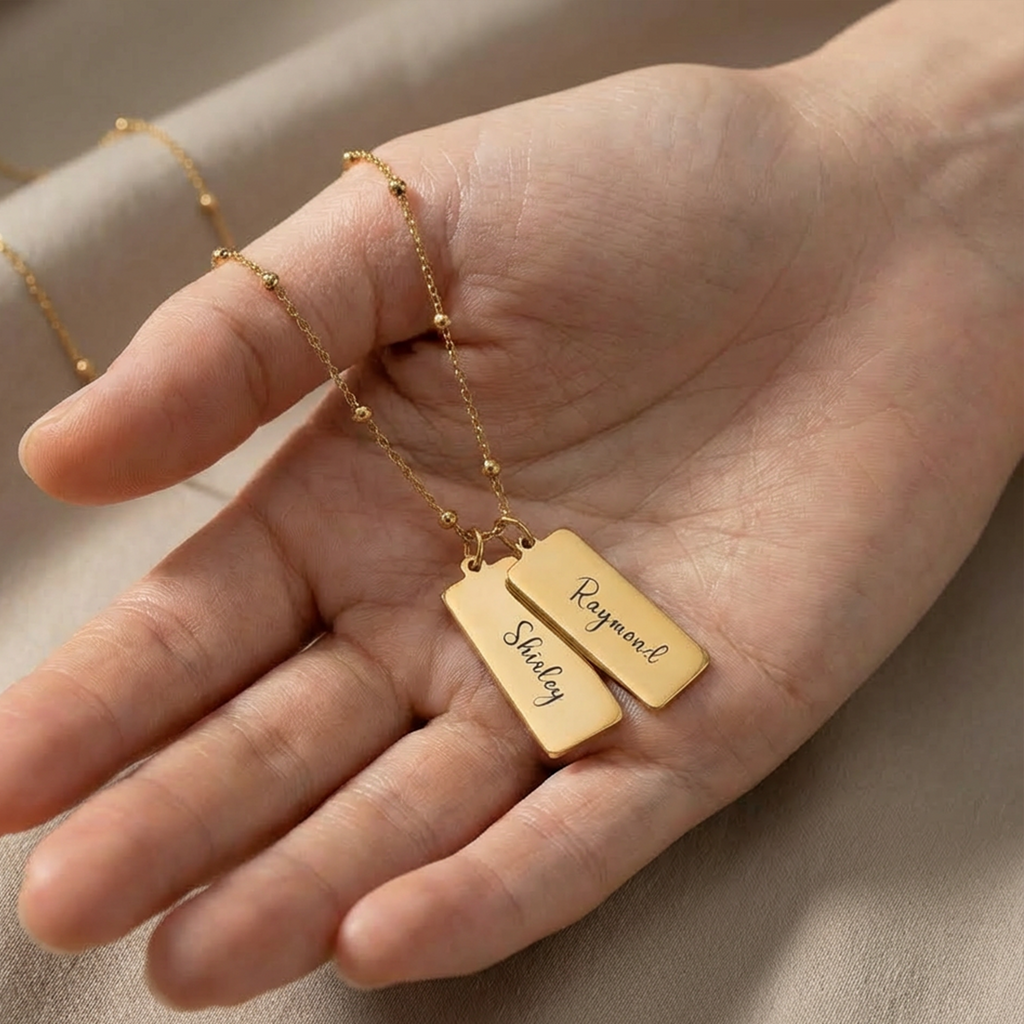 Custom Couple Engraved Name Necklace for Couples, Custom Necklaces with Names, Initials or Special Dates, Perfect Personalized Gifts for Anniversary, Valentine’s Day, Weddings, Engagements, Birthday