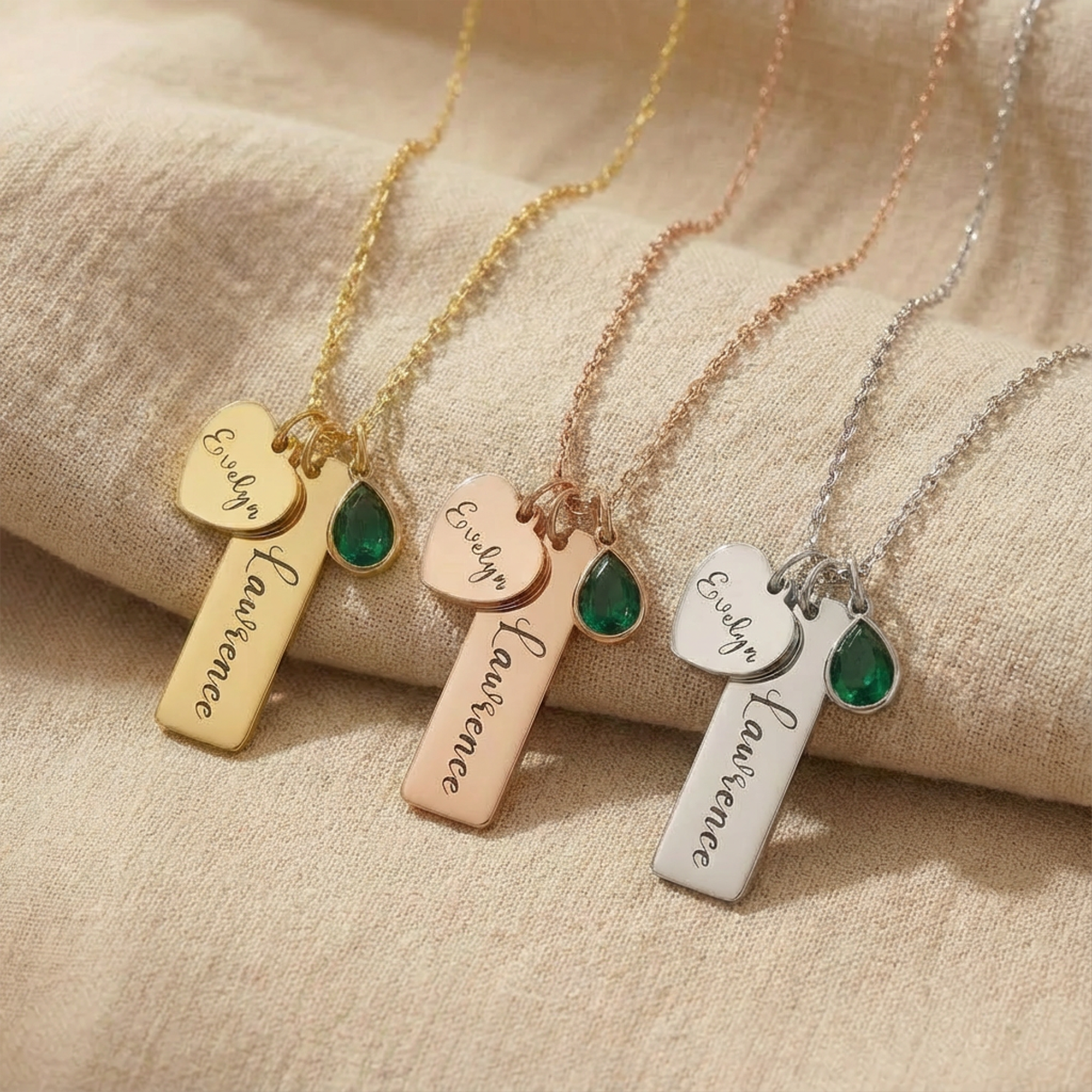 Custom Couples Birthstone Necklace with Engraved Name for Him & Her, Unique Anniversary, Birthday, Valentine’s Day Gift Ideas, Perfect Personalized Gifts for Boyfriend, Girlfriend, Husband, Wife