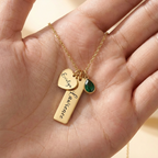 Custom Couples Birthstone Necklace with Engraved Name for Him & Her, Unique Anniversary, Birthday, Valentine’s Day Gift Ideas, Perfect Personalized Gifts for Boyfriend, Girlfriend, Husband, Wife