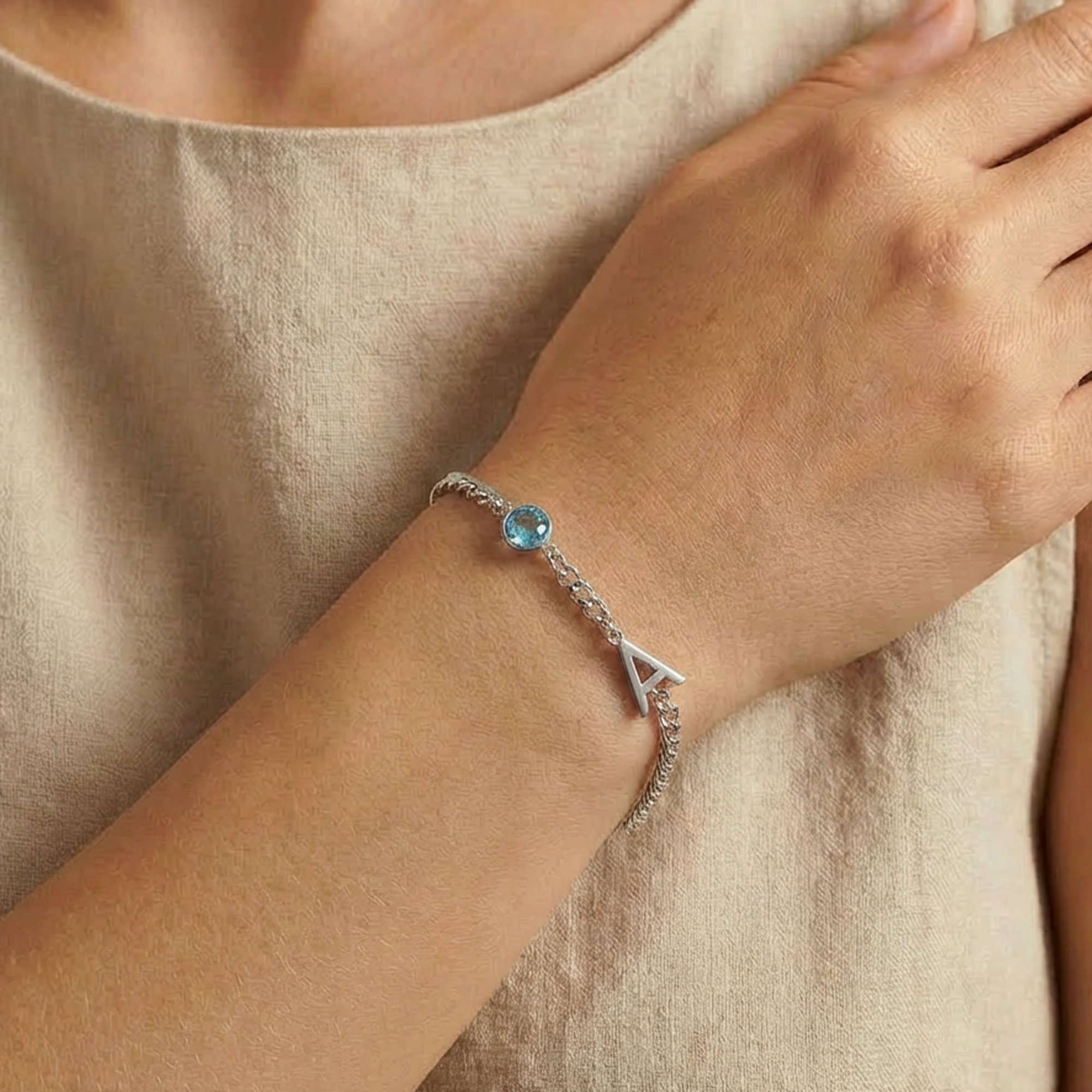 Custom Birthstone Engraved Bracelets with Initial Name, Perfect Personalized Gifts for Birthday, Anniversary, Valentine's Day, Mother’s Day, Christmas for Her Wife Girlfriend Mom Grandma