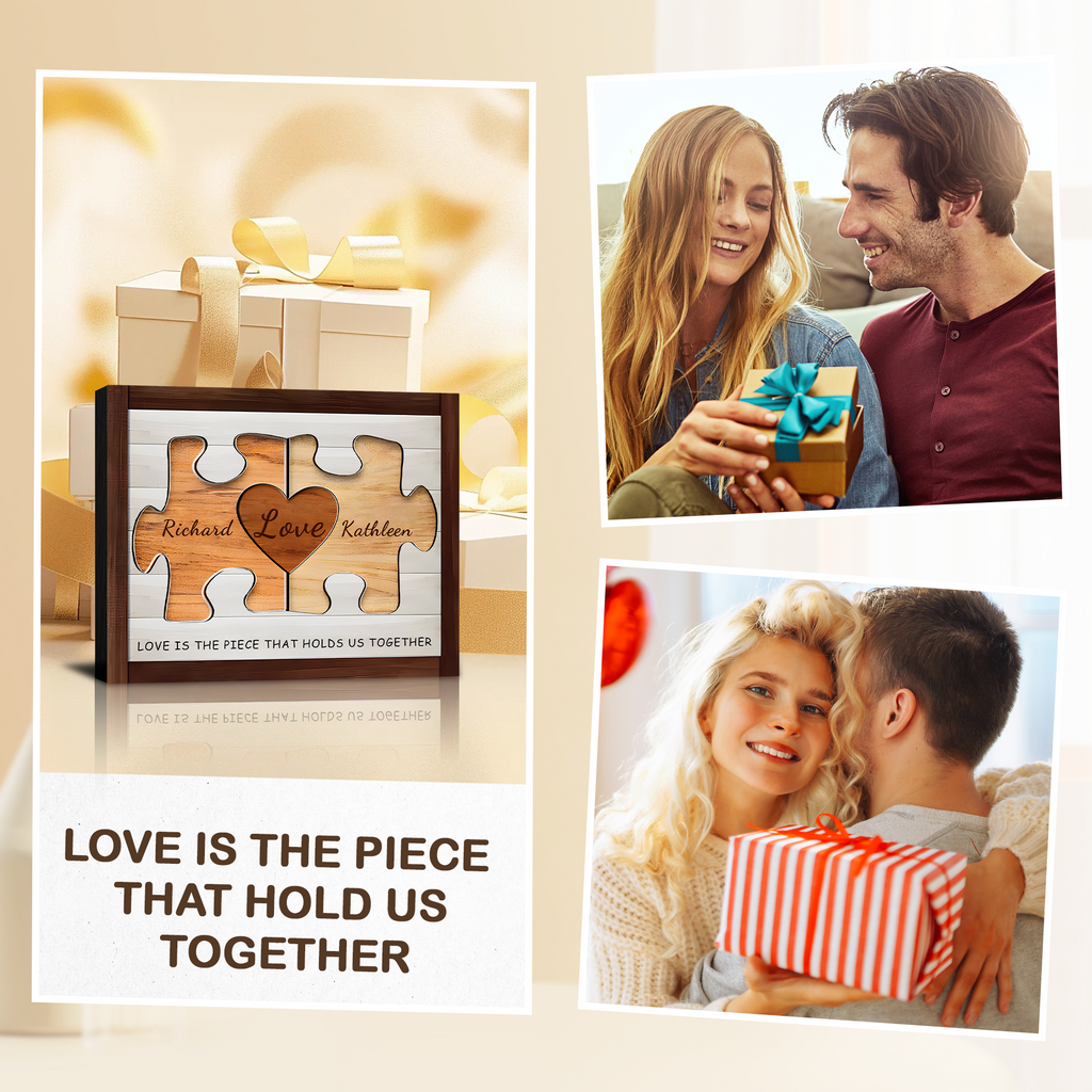 Love Is the Piece Holds Us Together Canvas Prints, Custom Valentine‘s Day, Birthday, Anniversary, Wedding, Christmas Gifts
